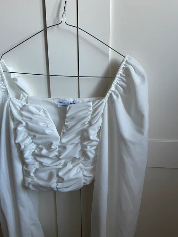 ASOS Design ASOS design white ruched corset long sleeve top