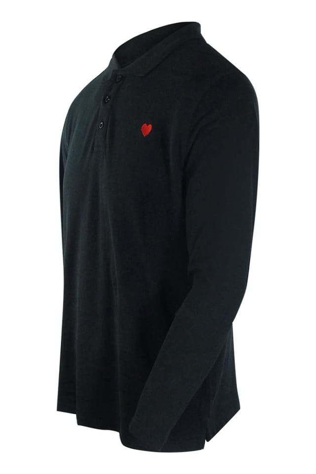Love Moschino Love Moschino Men's Long Sleeve Polo Shirt in Black - 3