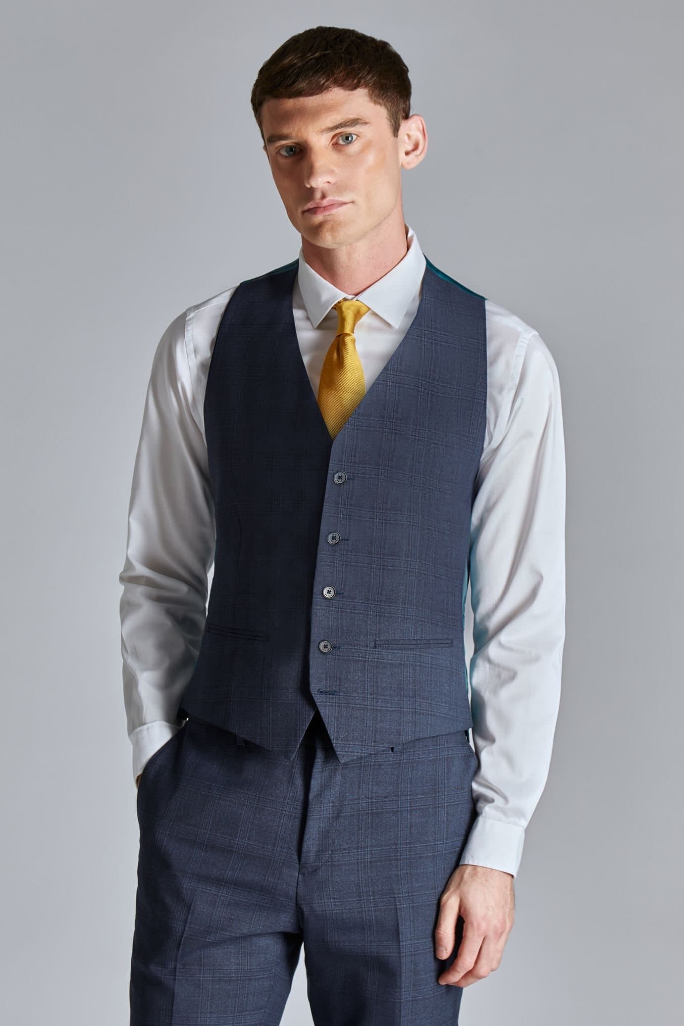Ted Baker Ted Baker Men's Ara Navy Textured Check Waistcoat