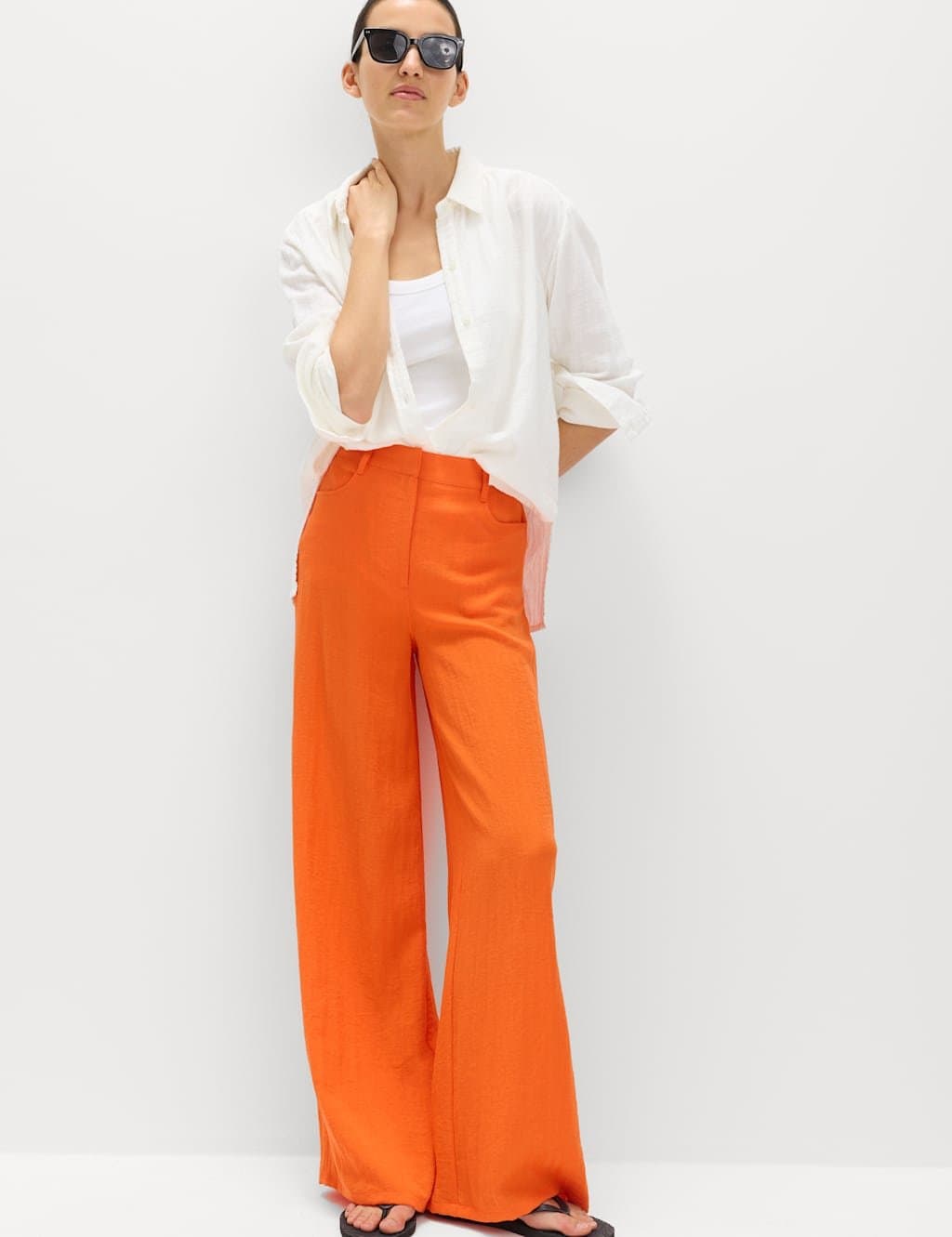 Marks & Spencer M&S Marmalade Viscose Straight Leg Trousers