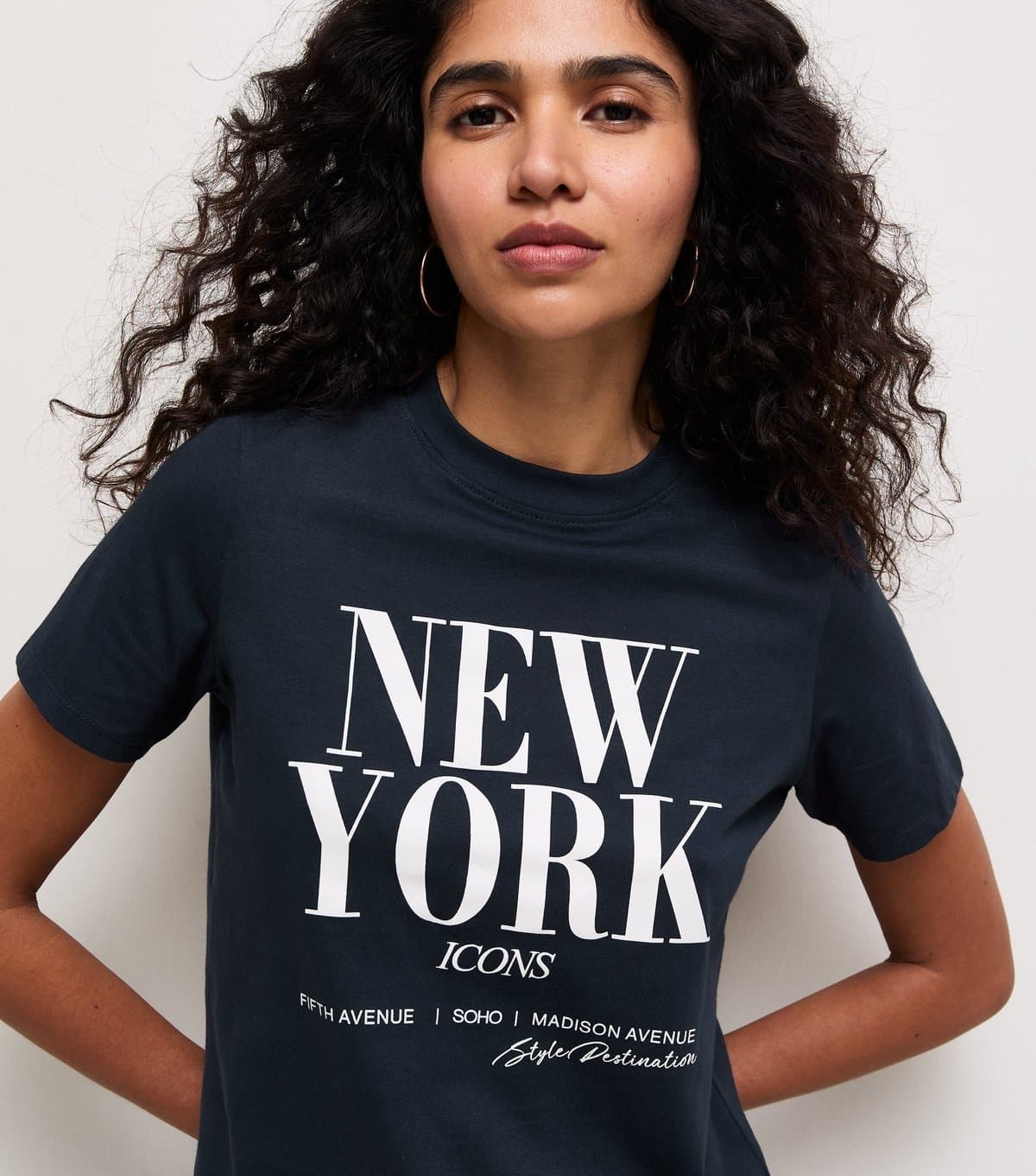 New Look Women's Black Cotton New York Logo Relaxed T-Shirt New Look