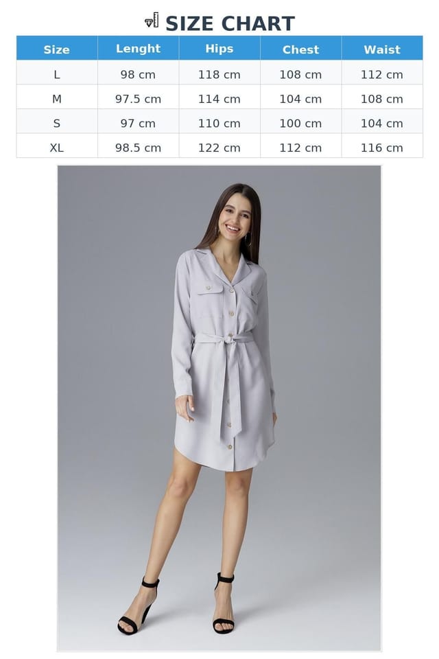 Love Lace Love Lace Women's Shirt Dress with Tied Waist Pockets Buttons in Grey - 3