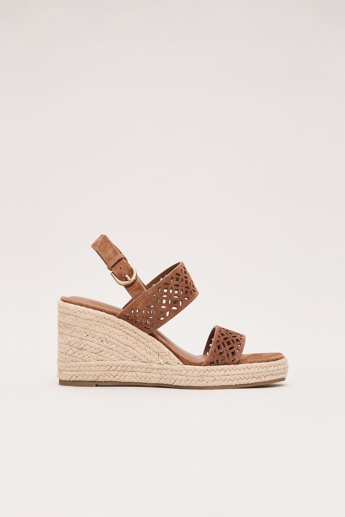 Phase Eight Phase Eight Women's Suede Ankle Strap Espadrille Wedges in Camel