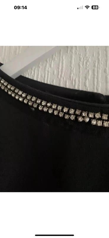 Topshop Black Diamante Sparkly Dress 10 Topshop