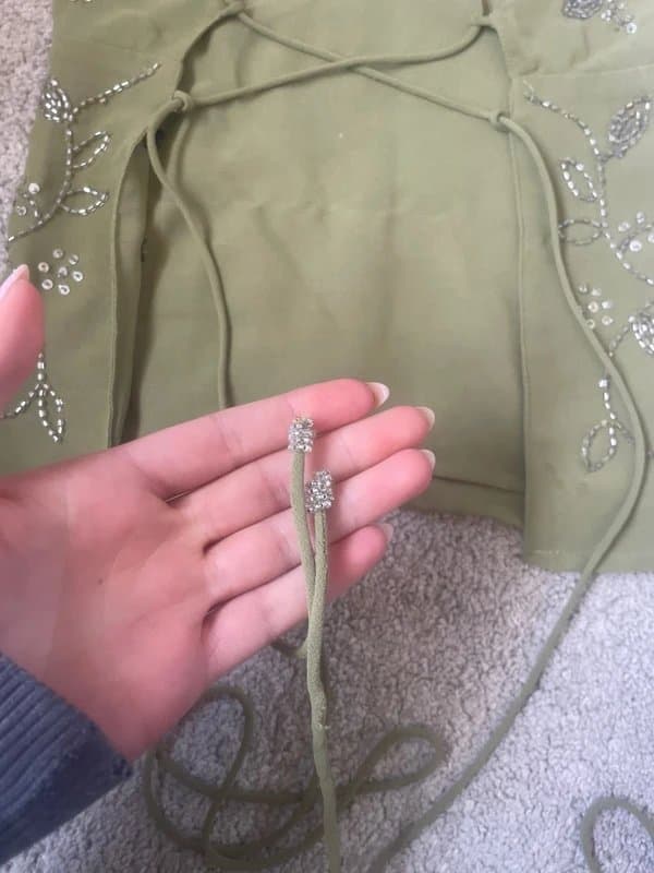 Bershka bershka green embroidered going out top