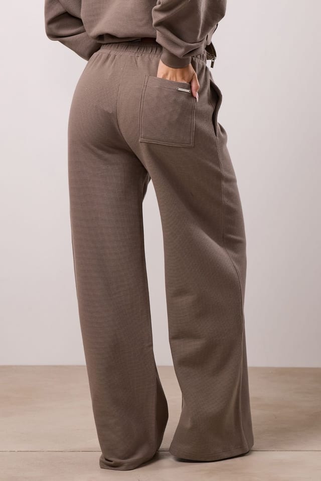 Gym King GYM KING Women's Waffle Mid Rise Trouser Truffle in Taupe - 2
