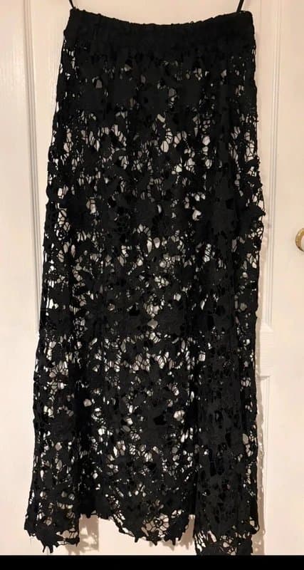 Never Fully Dressed NFD lace see through crochet cover up beach maxi skirt