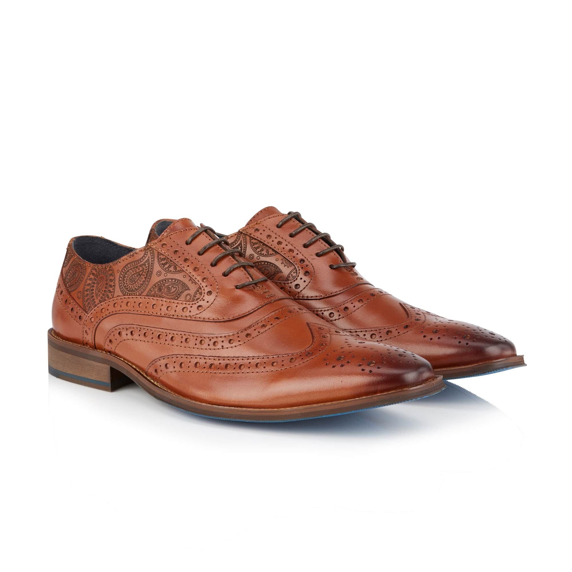 Amen Shoes Amen Shoes Men's Cork Leather Paisley Laser Brogue Shoes in Tan - 2