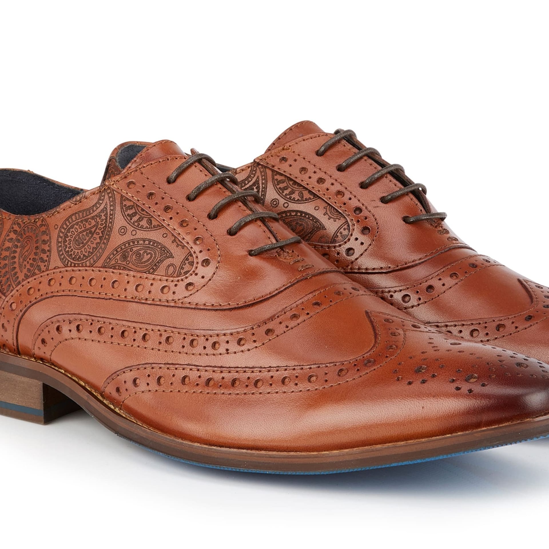 Amen Shoes Amen Shoes Men's Cork Leather Paisley Laser Brogue Shoes in Tan - 4
