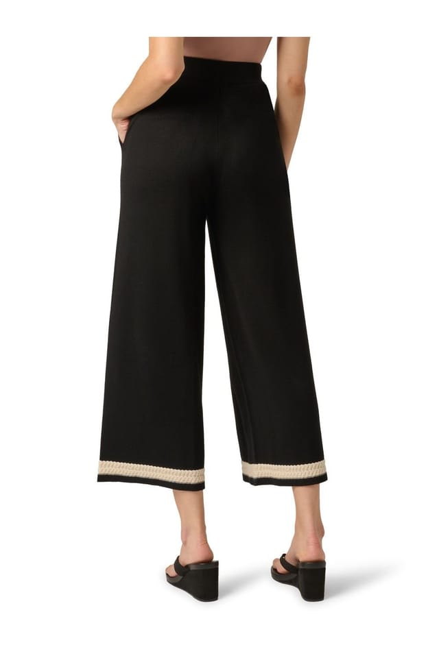 Adrianna Papell Adrianna Papell Women's Braided Trim Sweater Trousers in Black - 3