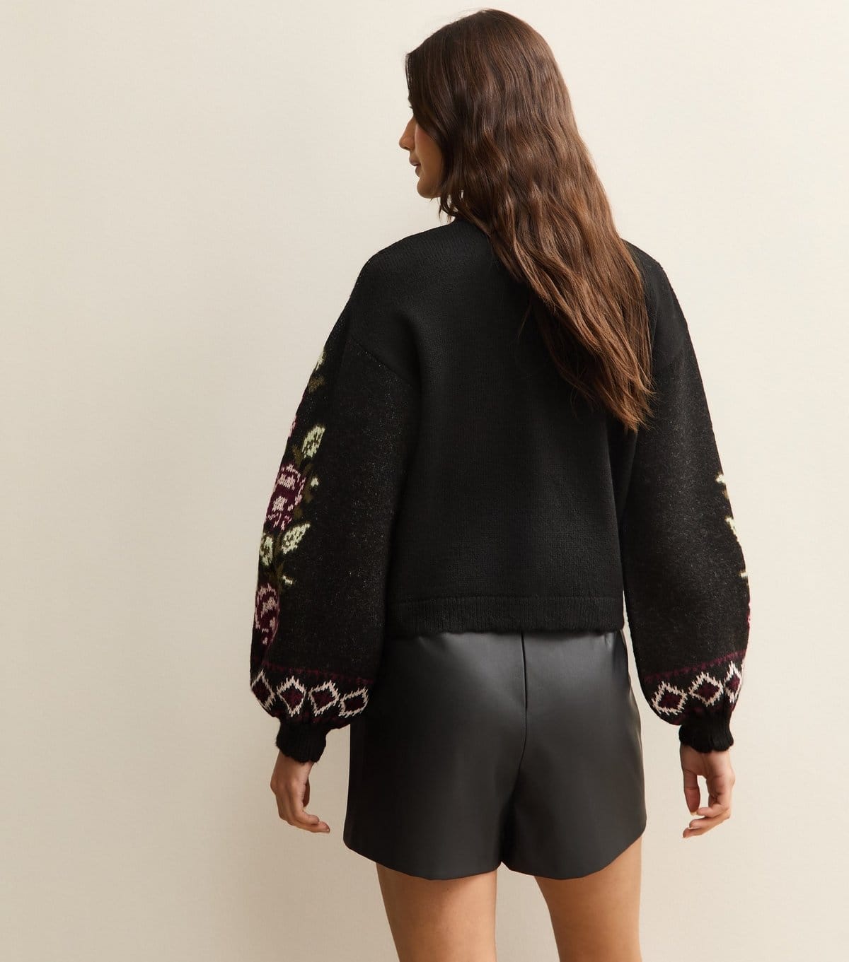 New Look Women's Black Floral Jacquard V-Neck Cardigan New Look - 4