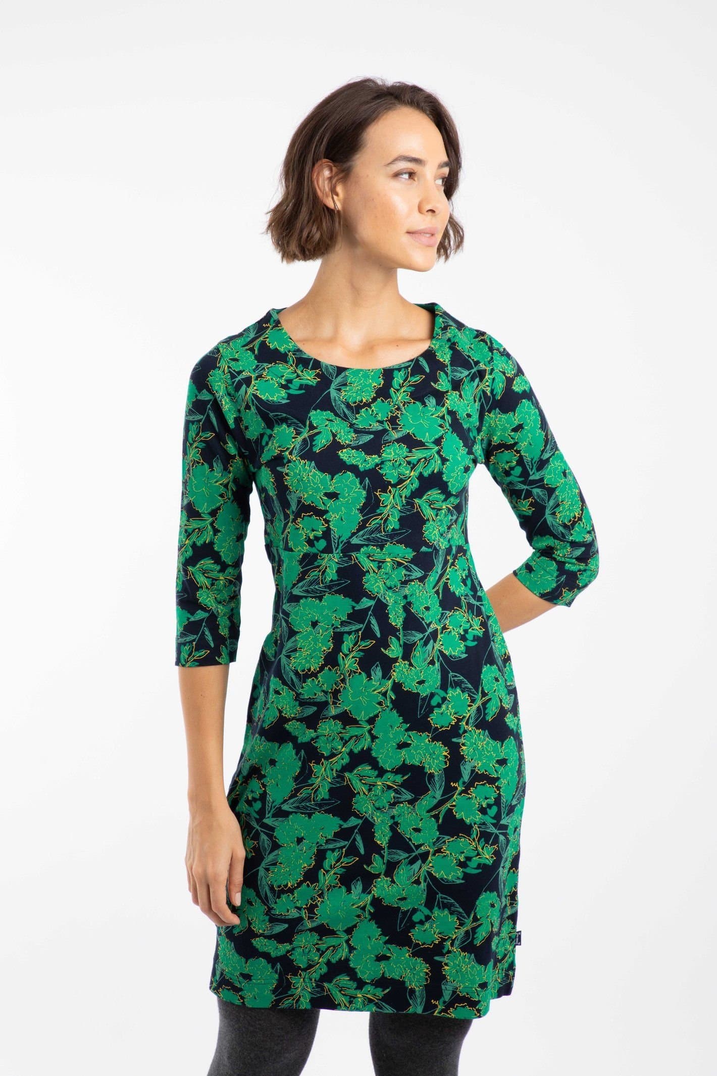 Weird Fish Weird Fish Women's Shafika Cotton Printed Jersey Dress in Blue