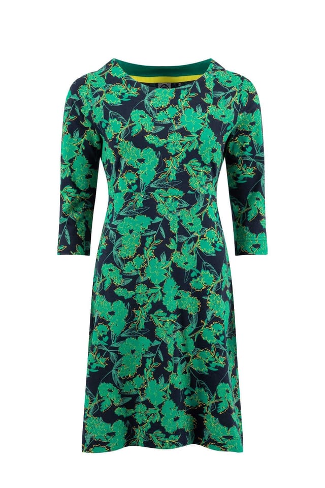 Weird Fish Weird Fish Women's Shafika Cotton Printed Jersey Dress in Blue - 2