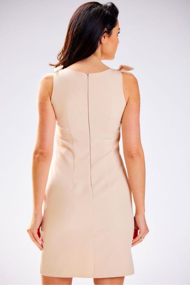 Love Lace Love Lace Women's Fitted Dress with Decorative Shoulder Binding in Beige - 3