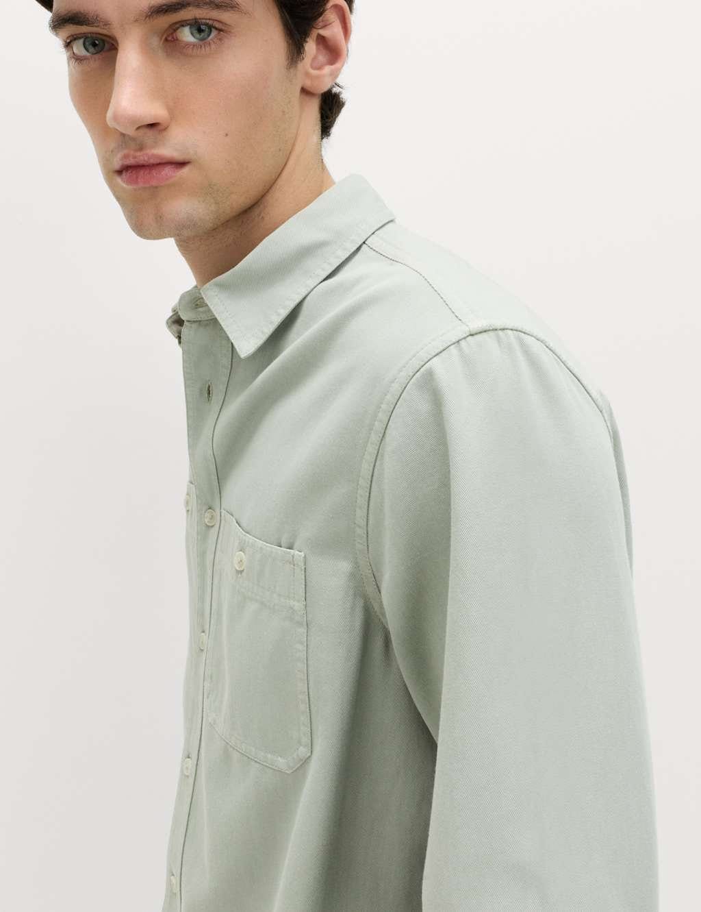 Marks & Spencer M&S Pure Cotton Garment Dye Oxford Shirt Pistachio - 4