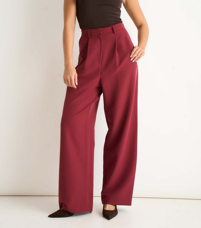 Gini London Women's Rust Wide Leg Tailored Trousers Gini London New Look - 2