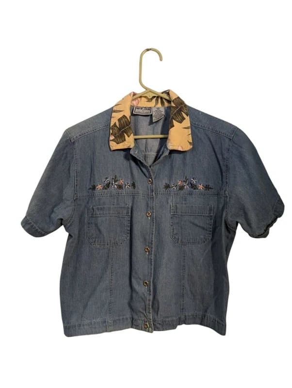 New Look New Look Denim Women's Large Shirt with Flowers