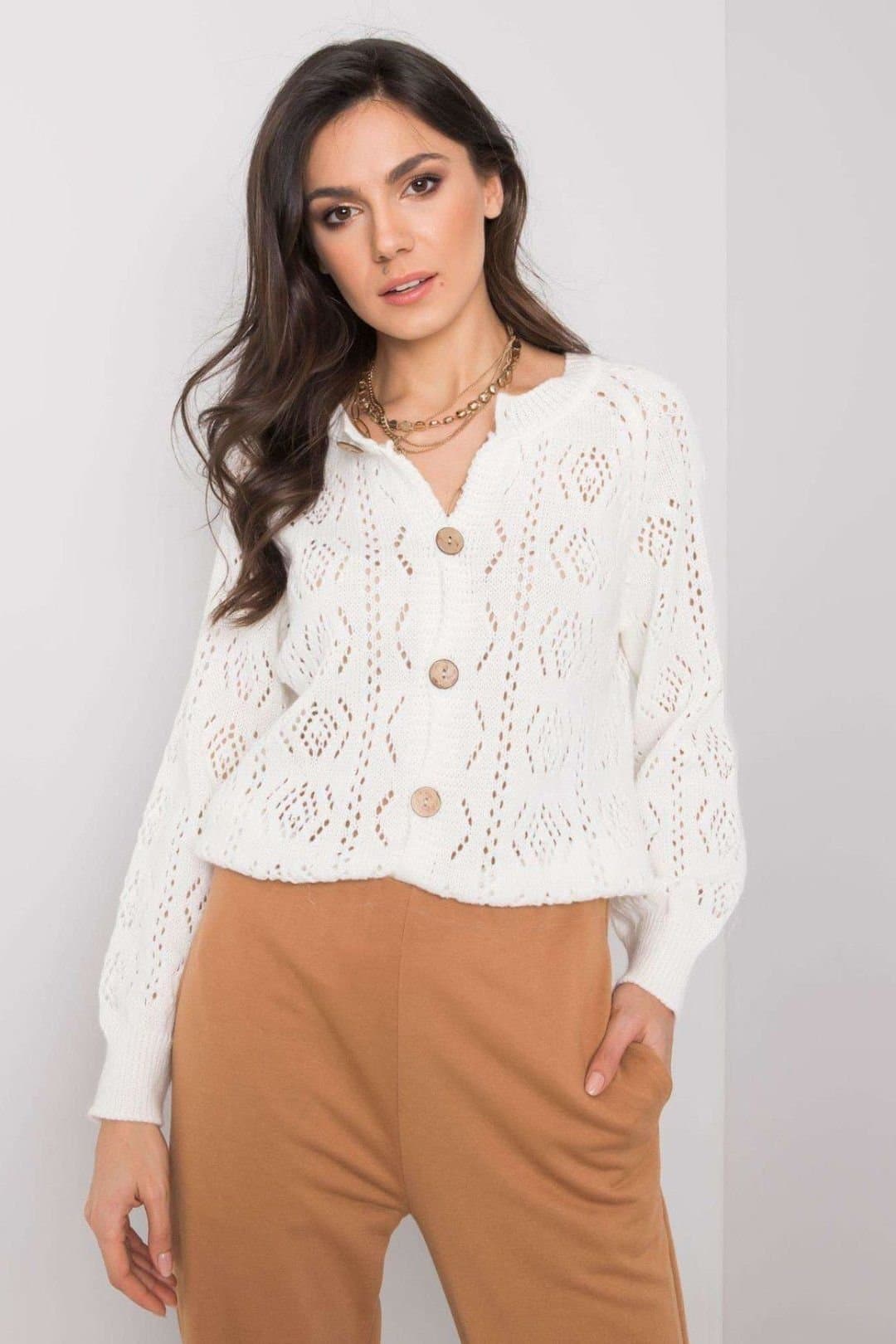 Love Lace Love Lace Women's Long Sleeve Unzipped Cardigan in White