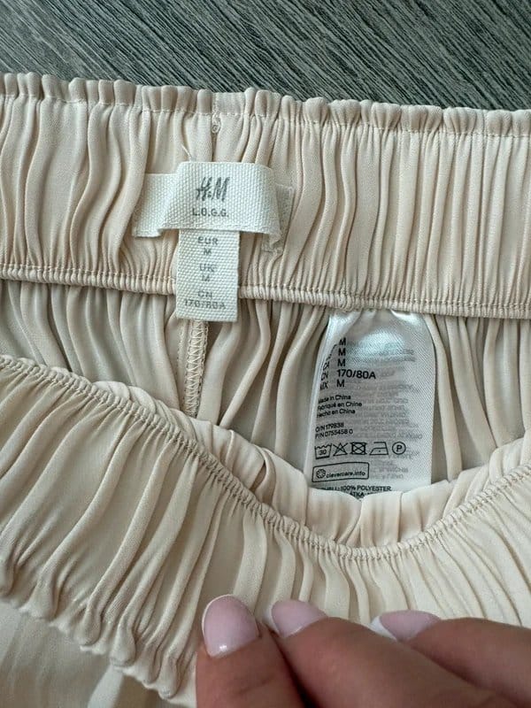 H&M Cream Satin A-Line Midi Skirt