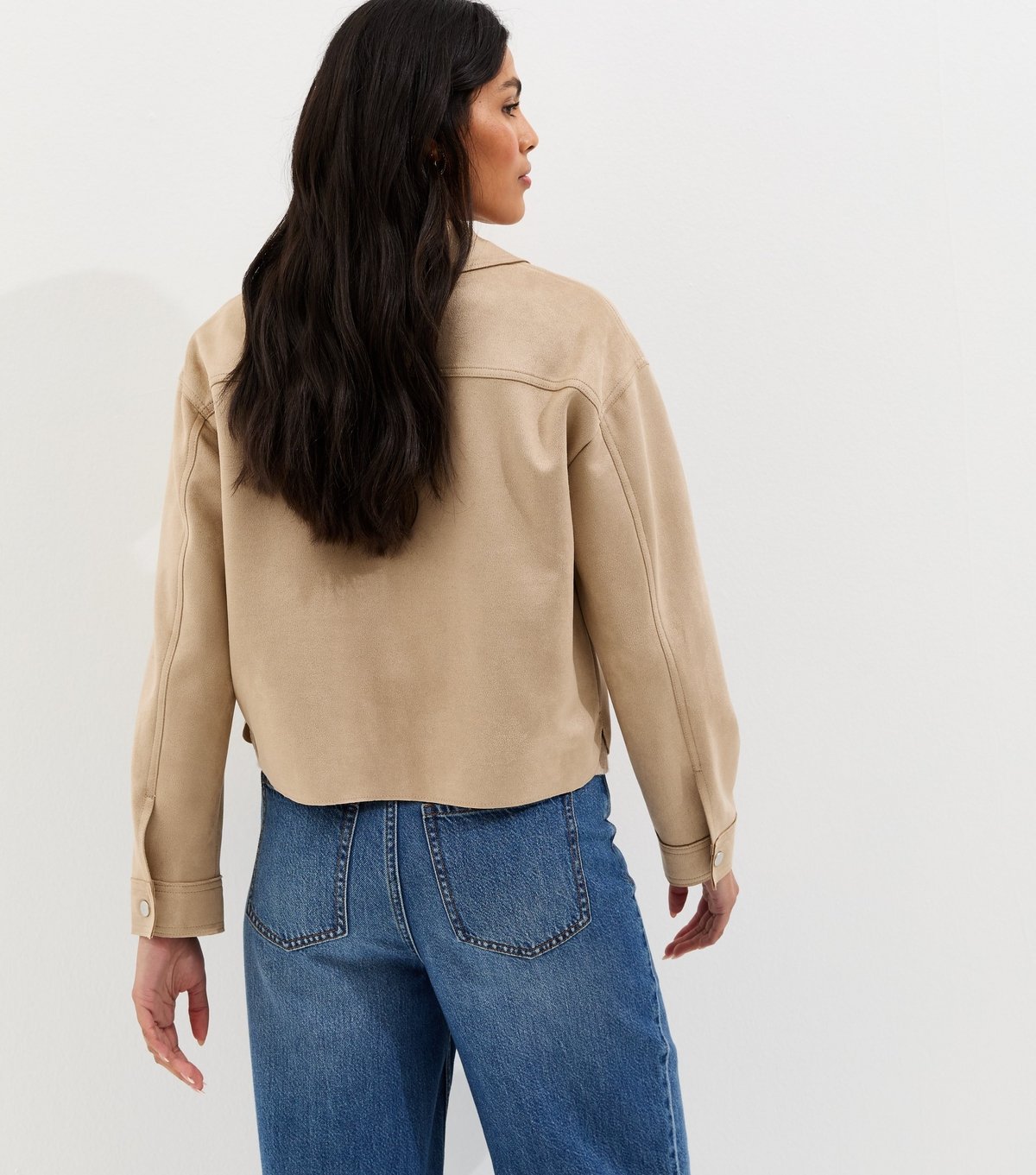 New Look Women's Stone Faux Suede Boxy Shacket New Look - 4