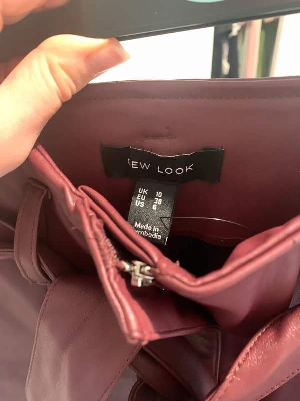 New Look Burgundy leather shorts