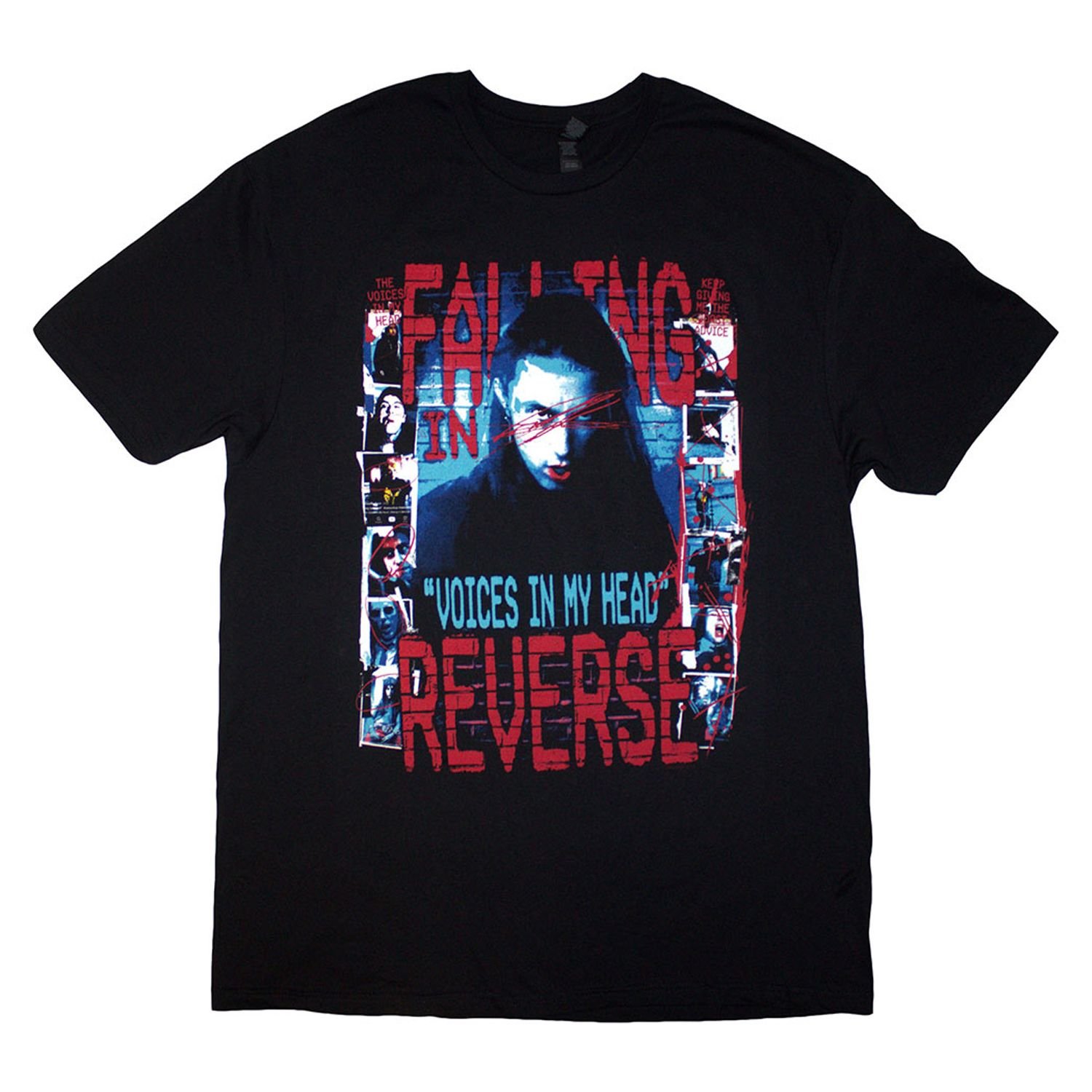 Falling In Reverse Falling In Reverse Men's Voice Collage Back Print T-Shirt in Black - 3