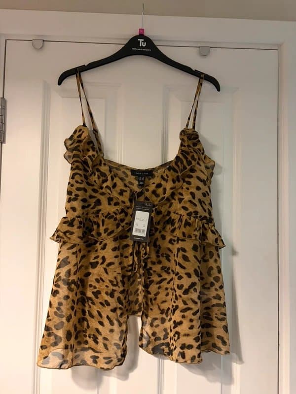 New Look New Look size 18 Leopard ruffle gri cami vest top