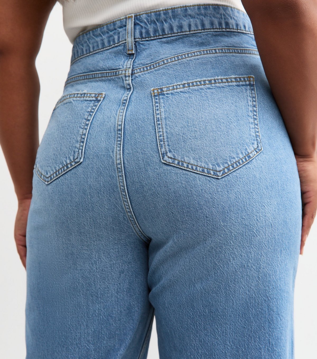 New Look Women's Plus Size Blue Adalae High Waisted Wide Leg Jeans Curves New Look - 2