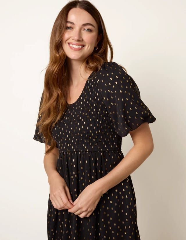 Blue Vanilla Gold Foil Midi Dress - 2