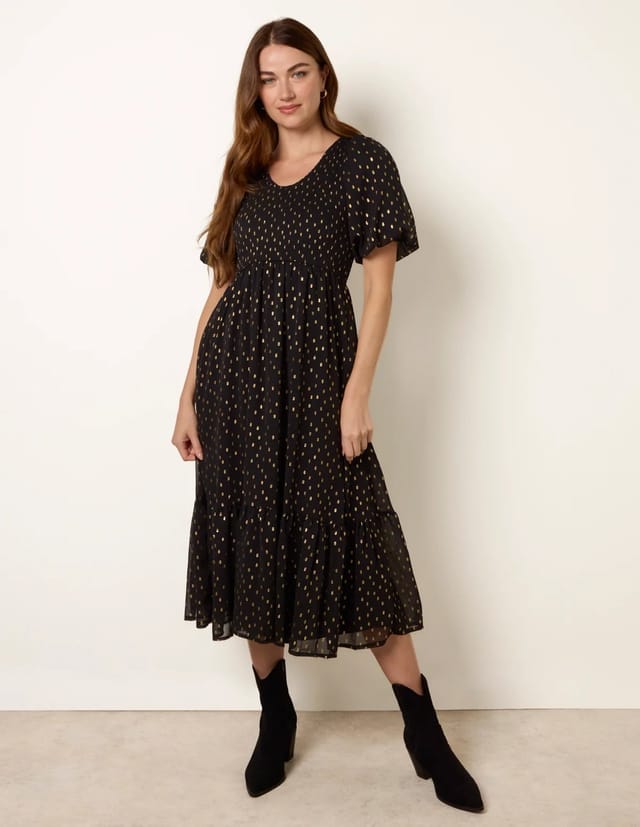 Blue Vanilla Gold Foil Midi Dress - 3