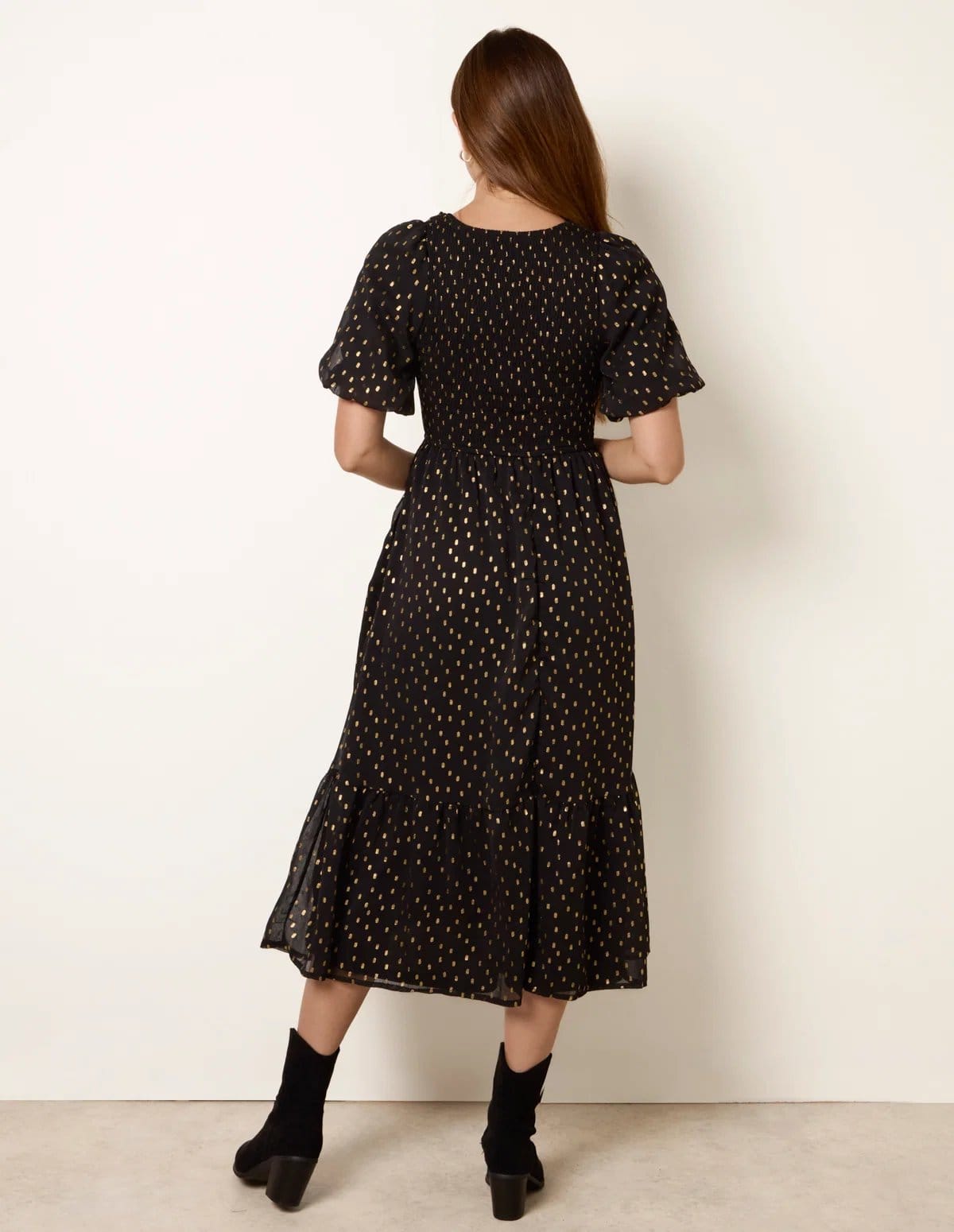 Blue Vanilla Gold Foil Midi Dress - 4
