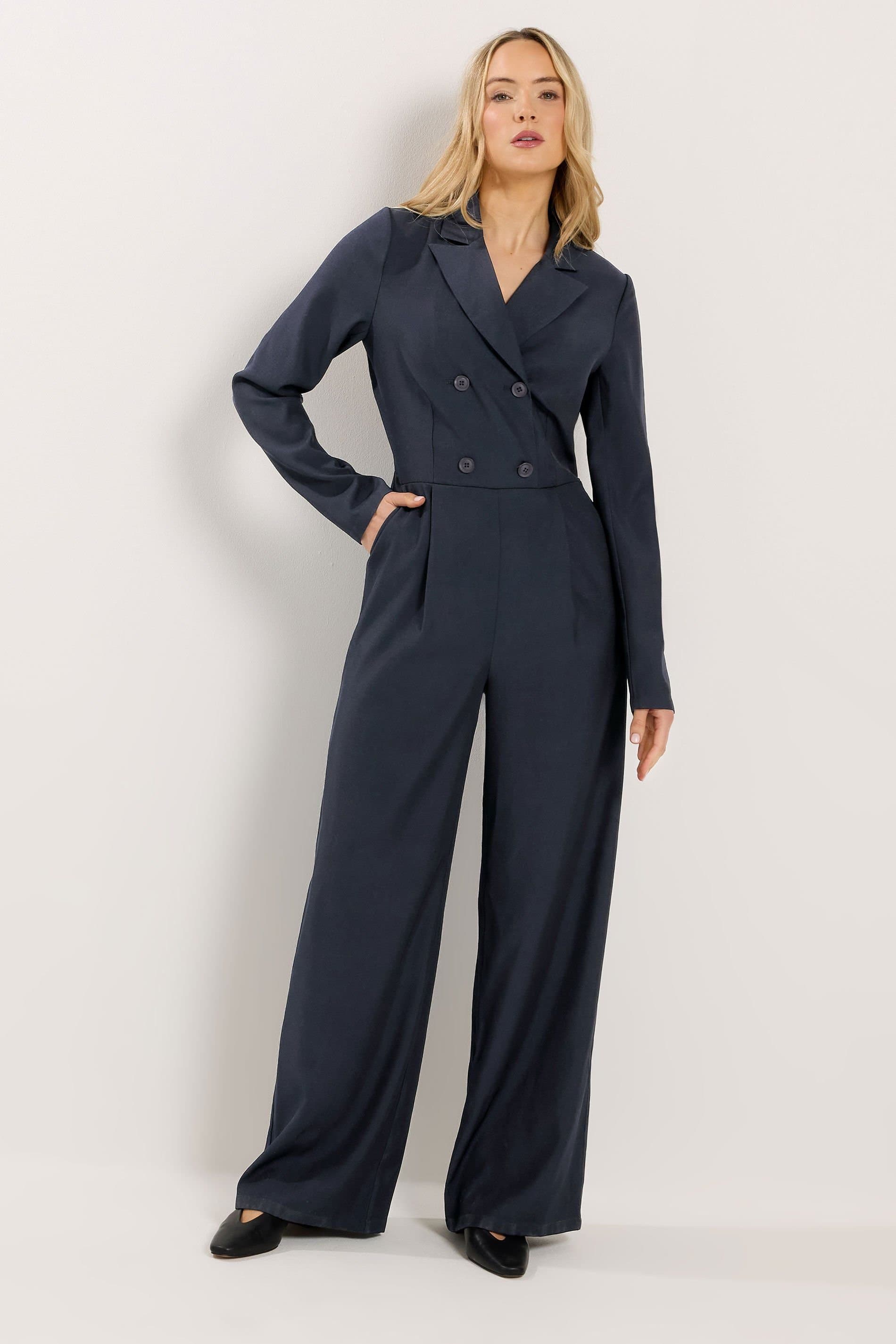 Long Tall Sally Long Tall Sally Women's Tall Wide Leg Jumpsuit in Mid Navy
