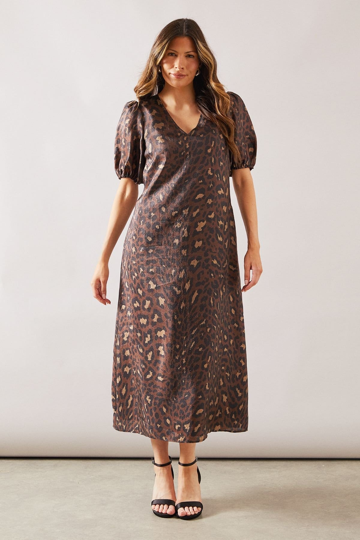 Wallis Brown Leopard Organza Midaxi Dress