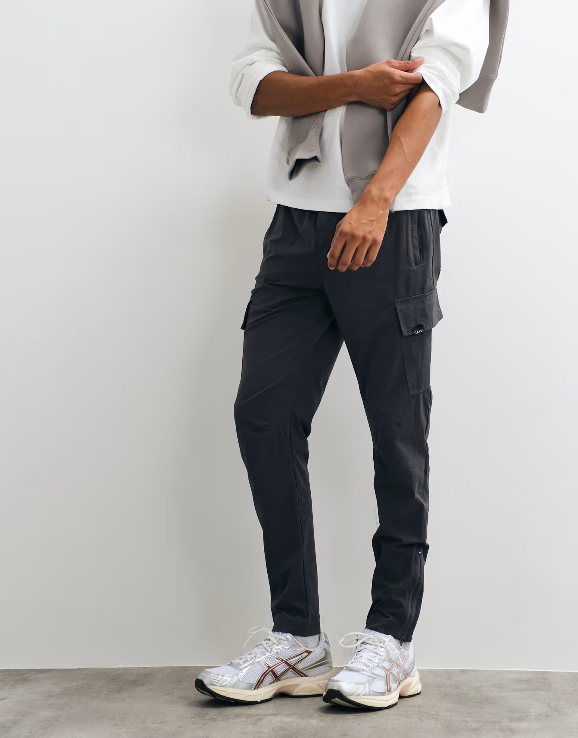 ASOS CAPO 365 pull on nylon cargo trousers in charcoal