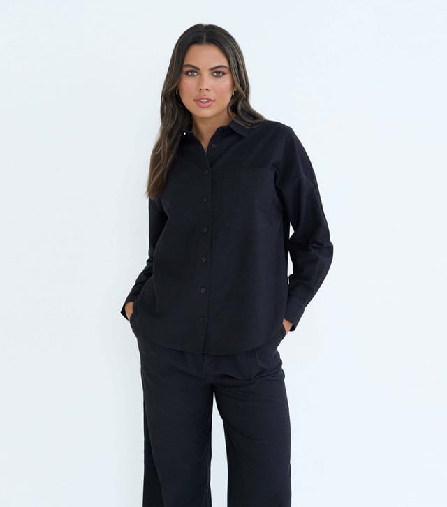 Urban Bliss Women's Black Cotton Blend Oversized Shirt Urban Bliss New Look - 2