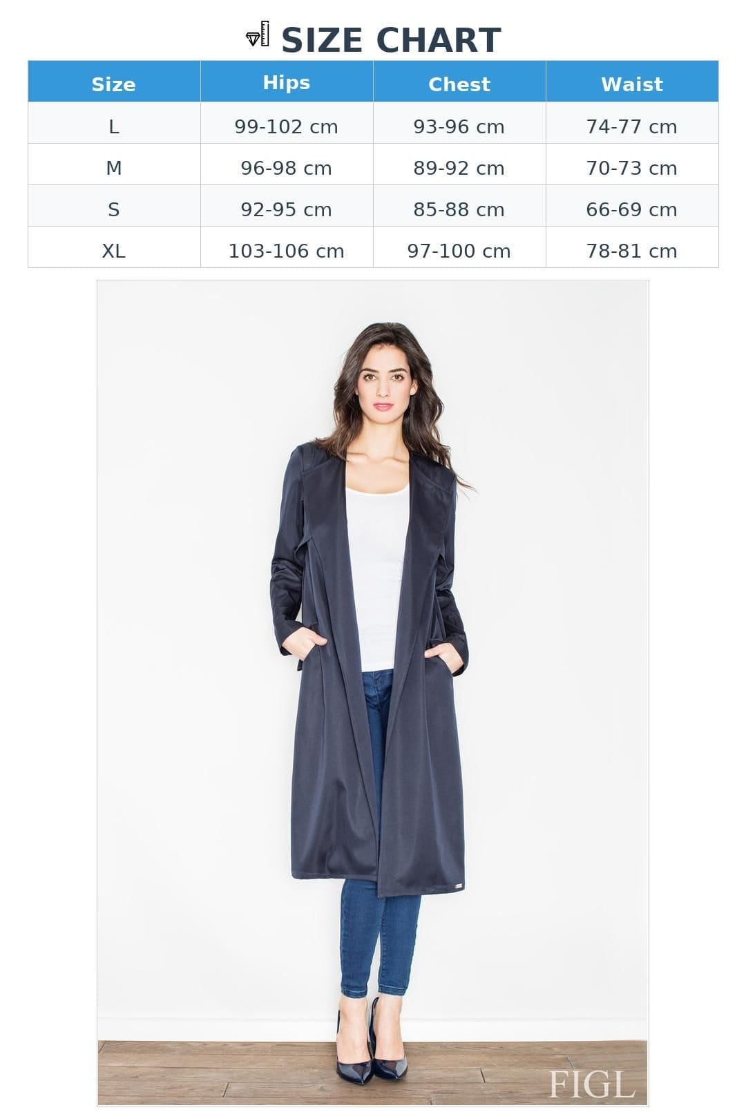 Love Lace Love Lace Women's Elegant Long Straight Knit Coat with Waist Tie in Blue - 4