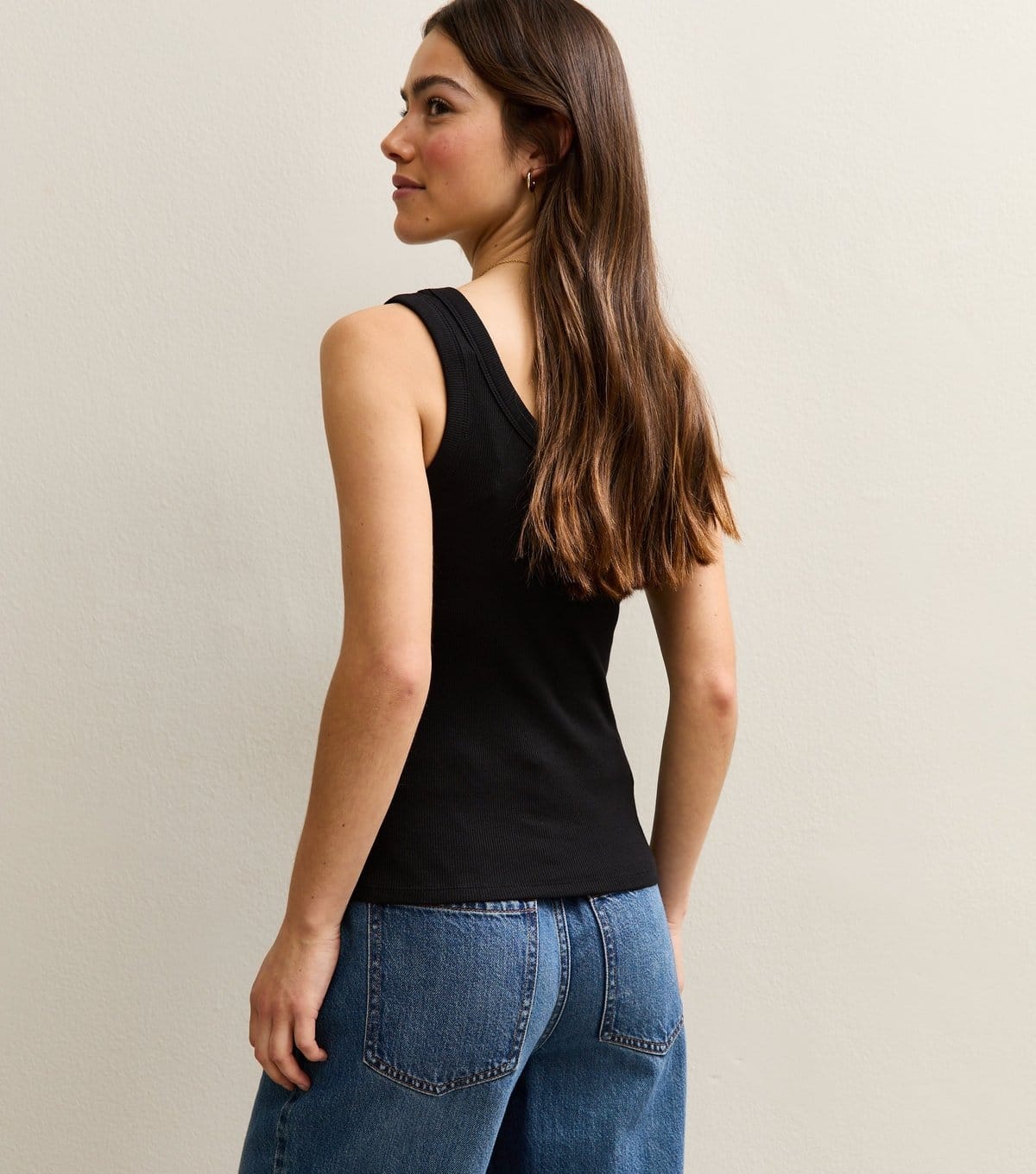 New Look Women's Petite Black Ribbed Scoop Neck Tank Top New Look - 4