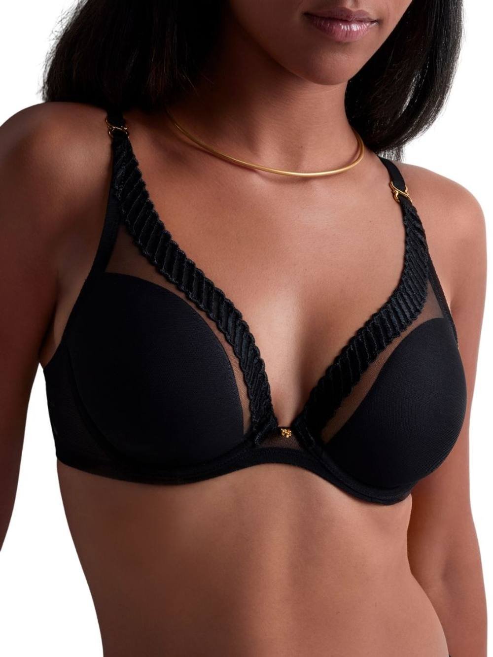 Aubade Aubade Women's Sheer Emotion Triangle Plunge Bra in Black - 4