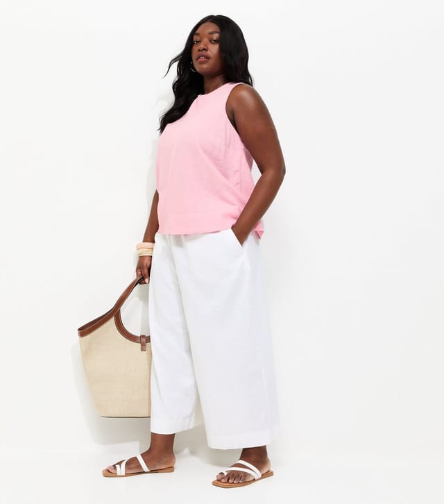 New Look Women's Plus Size Pale Pink Linen Rich Sleeveless Top Curves New Look - 2