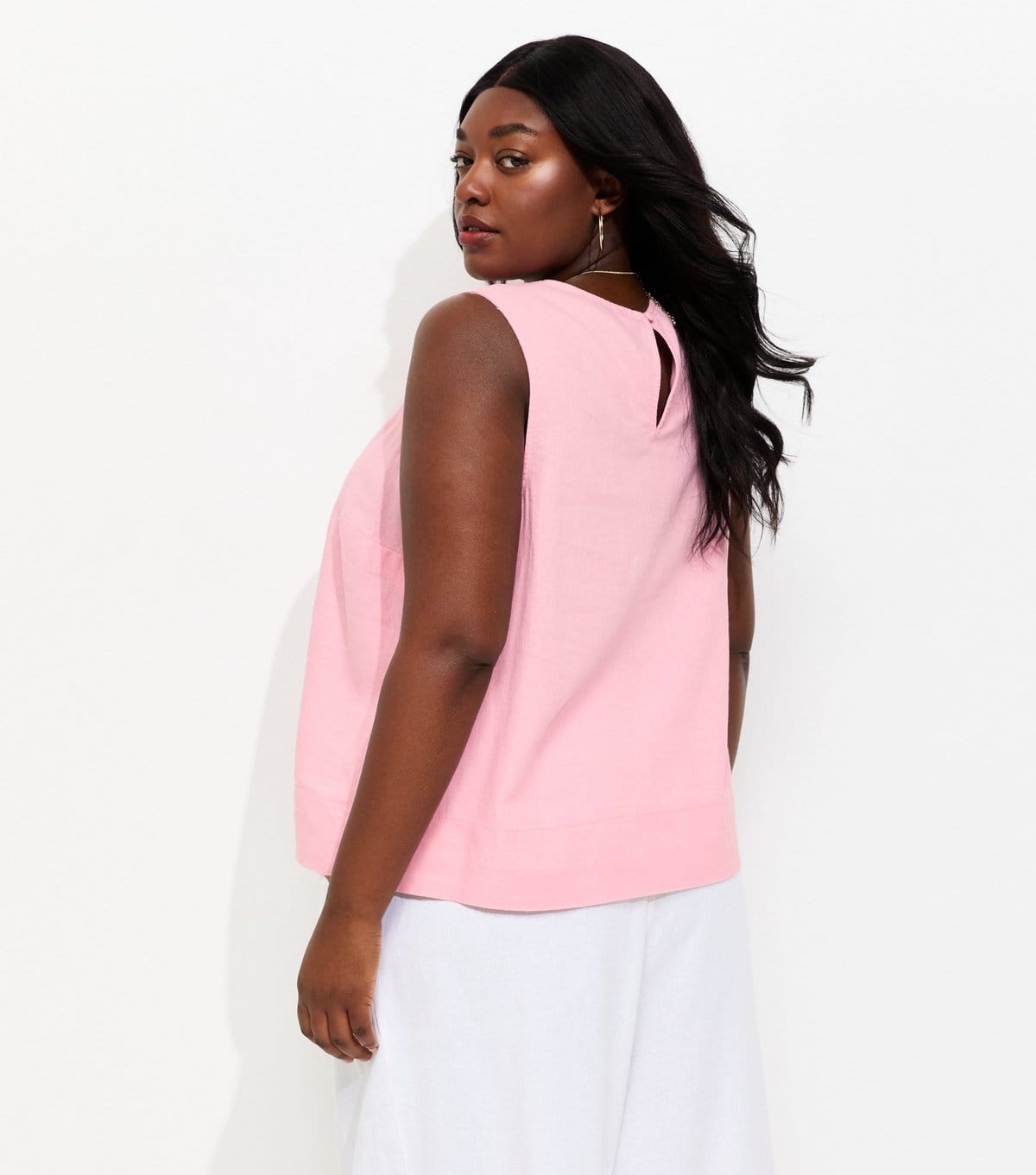New Look Women's Plus Size Pale Pink Linen Rich Sleeveless Top Curves New Look - 4