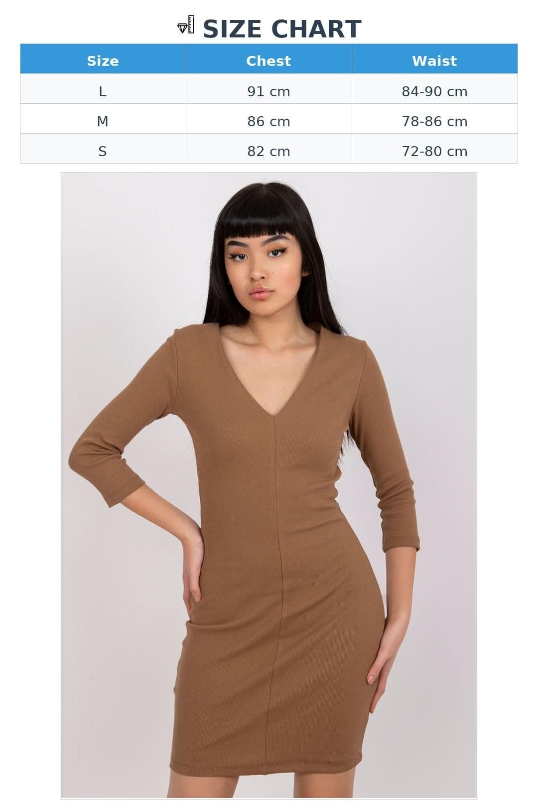 Love Lace Love Lace Women's Ribbed Heart Neck Pencil Dress Long Sleeves in Brown - 4
