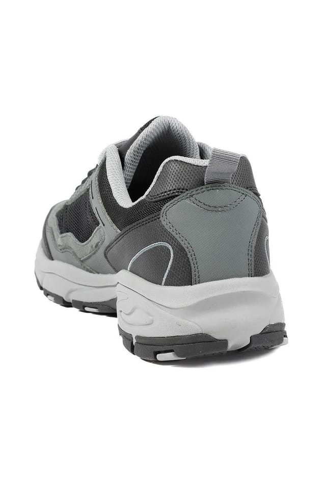 Pavers Pavers Men's Extra Wide Leather Memory Foam Lace Up Trainers in Grey - 3