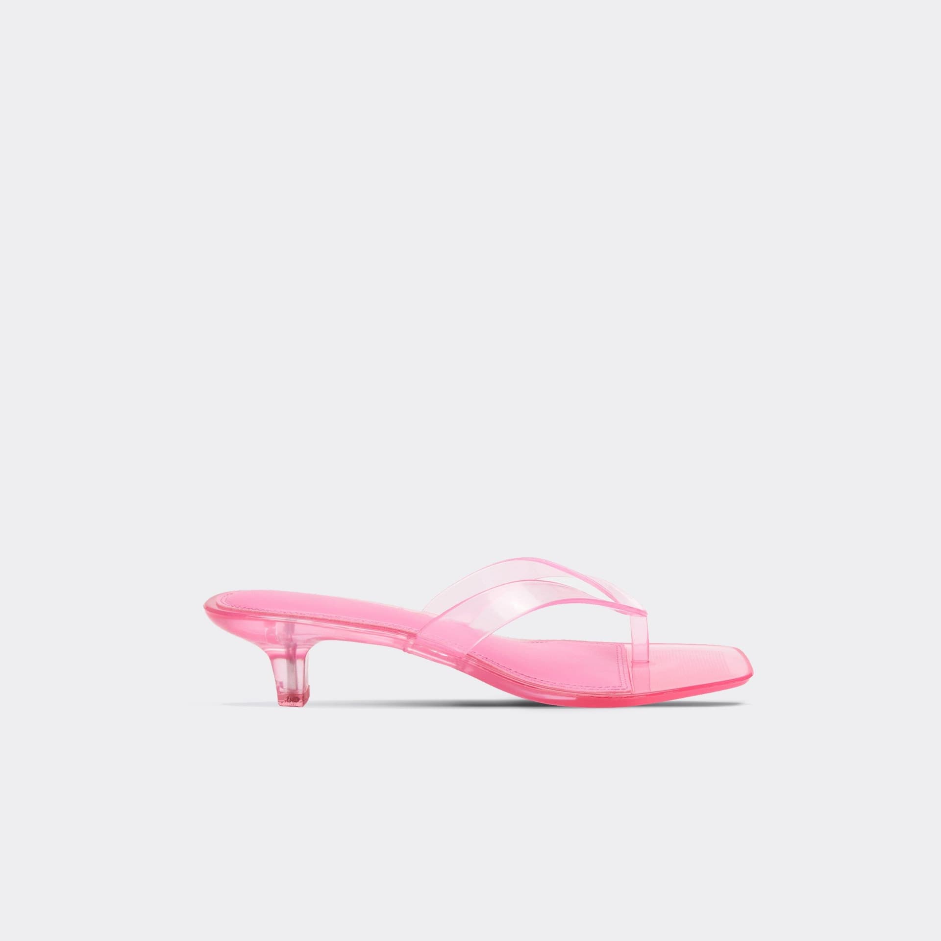 EGO Glisten Thong Strap Kitten Heeled Mule In Pink Rubber, Women's Size UK 3