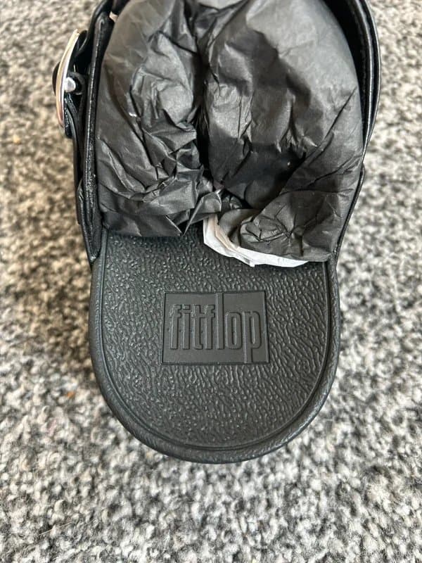 FitFlop FitFlop Lulu Adjustable Leather Toe-Post Sandals - UK 7 (EU 41) All Black