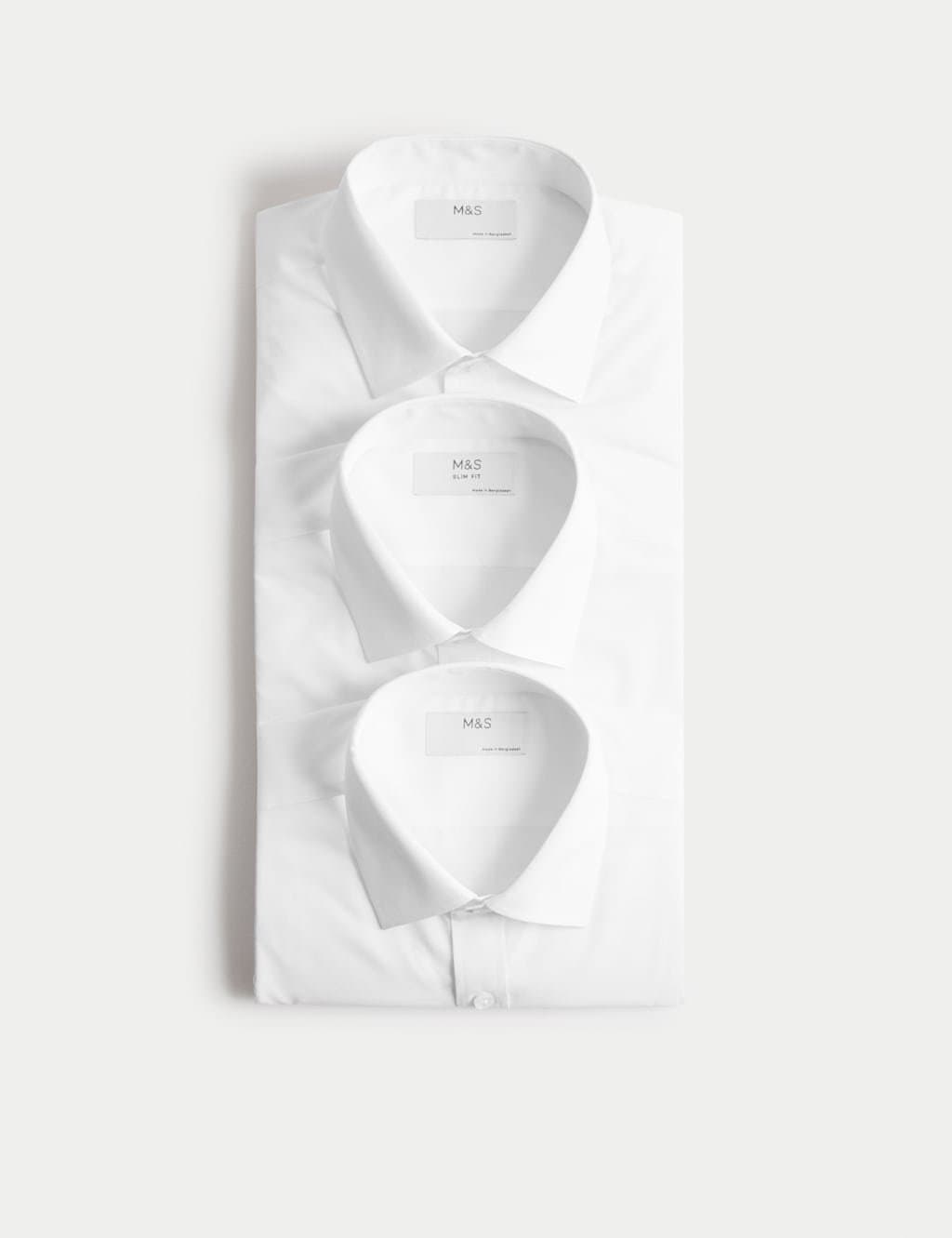 Marks & Spencer M&S White Slim Fit Long Sleeve Shirts 3-Pack