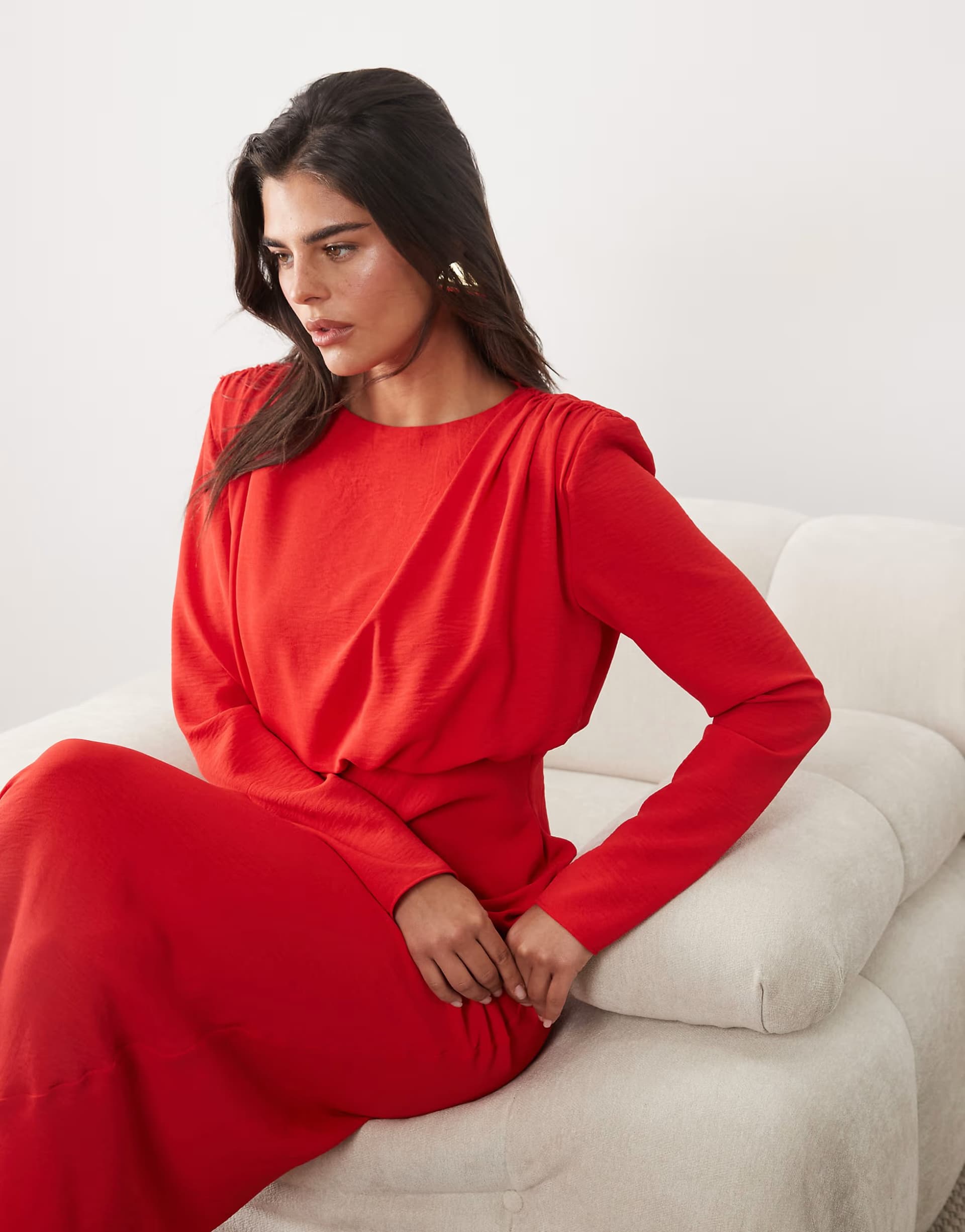 ASOS ASOS DESIGN modesty batwing maxi dress in red