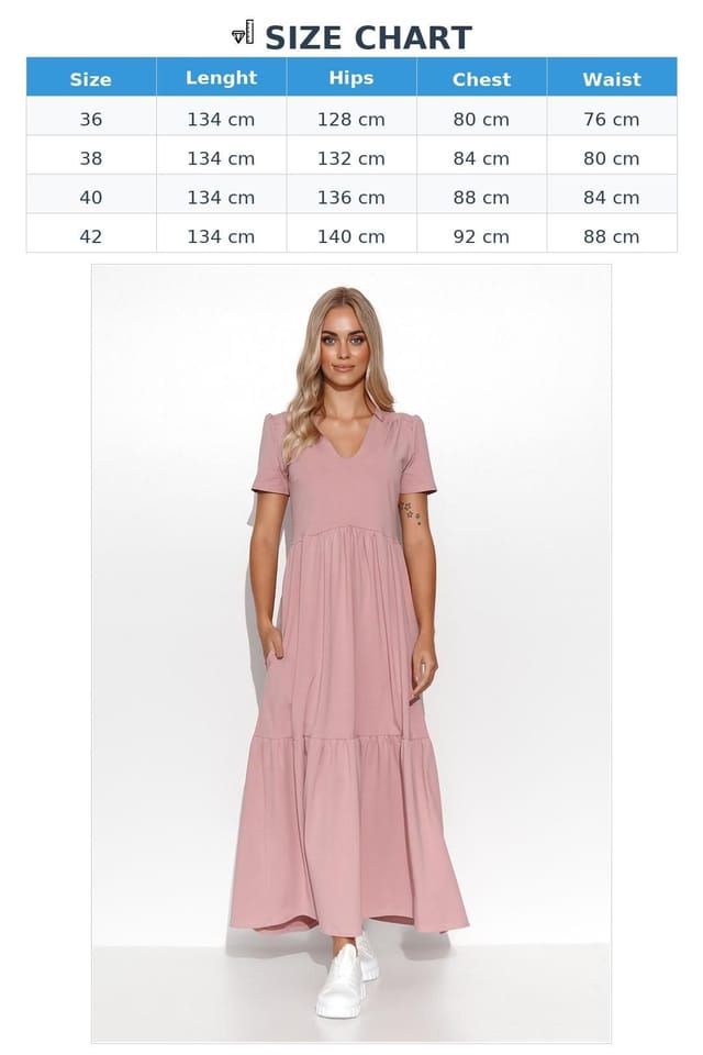 Love Lace Love Lace Women's Feminine V Neck Maxi Knit Dress with Ruffles in Pink - 3