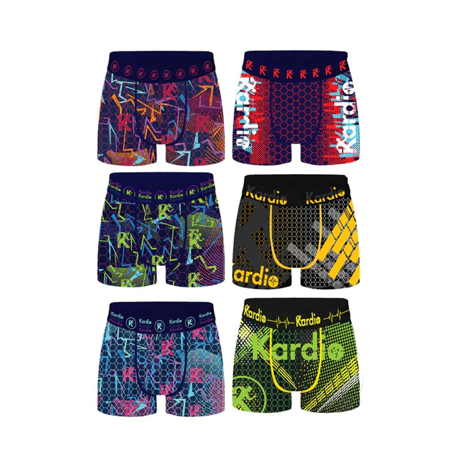 Kardio Kardio Men's Geometric Performance Boxer Shorts (Pack of 6)