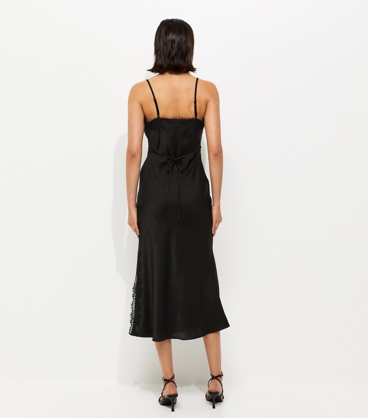 New Look Women's Black Lace Trim Slip Strappy Midi Dress New Look - 4