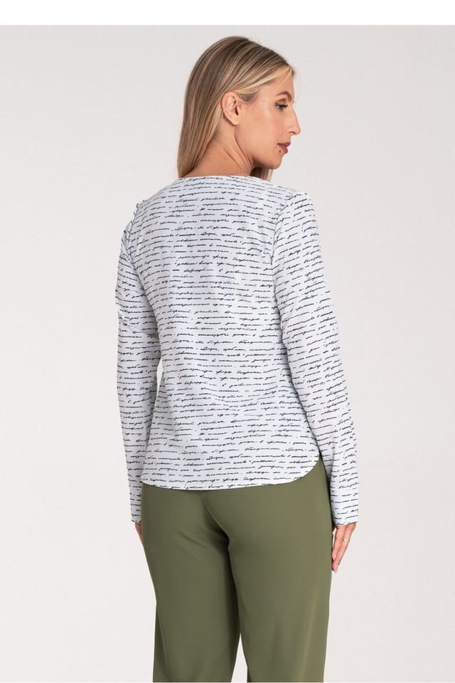 Love Lace Love Lace Women's Long Sleeve Fitted Shirt Heart Neck Press Stud - 3